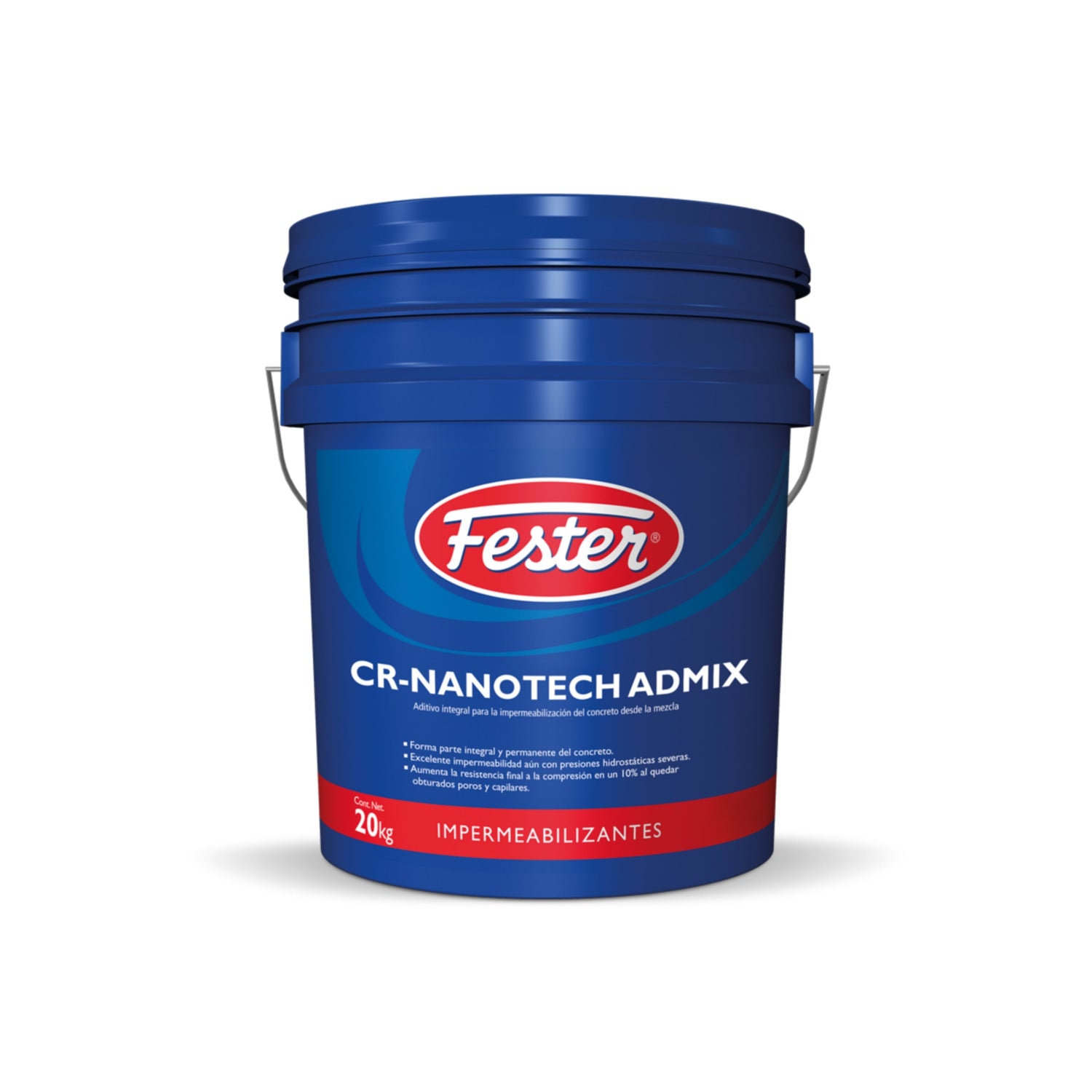 Envase de Fester CR Nanotech Admix 3 aditivo nanomolecular. Aplicación de Fester CR Nanotech Admix 3 en mezcla de concreto. Superficie de concreto mejorada con Fester CR Nanotech Admix 3. Detalle del aditivo nanomolecular Fester CR Nanotech Admix 3. Mejora de la resistencia del concreto con Fester CR Nanotech Admix 3.